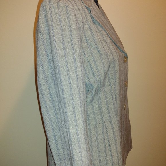 Amanda Smith, 2pc Pant Suit, Size-12, Gray w/Blue Pin Stripes, Dry Cleaned - Picture 4 of 6